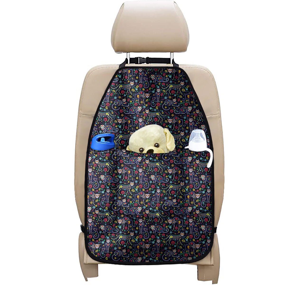 Day Of The Dead Calavera Cat Print Car Seat Organizers