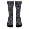 Day Of The Dead Calavera Cat Print Crew Socks