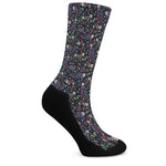 Day Of The Dead Calavera Cat Print Crew Socks