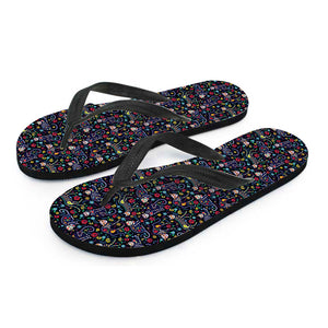 Day Of The Dead Calavera Cat Print Flip Flops