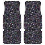 Day Of The Dead Calavera Cat Print Front and Back Car Floor Mats