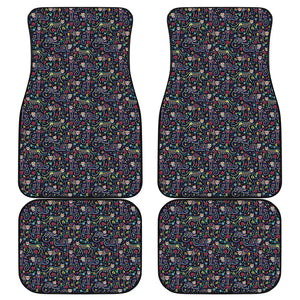 Day Of The Dead Calavera Cat Print Front and Back Car Floor Mats