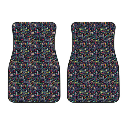 Day Of The Dead Calavera Cat Print Front Car Floor Mats