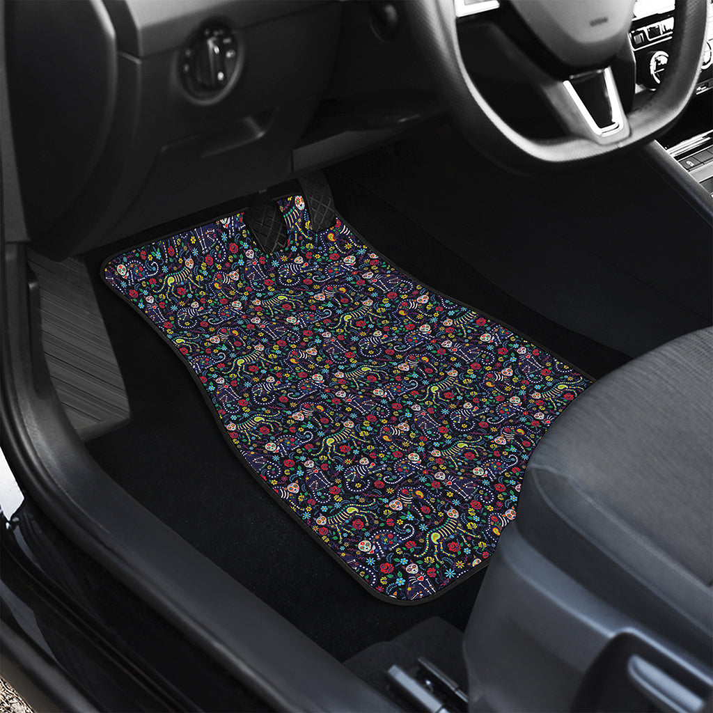 Day Of The Dead Calavera Cat Print Front Car Floor Mats