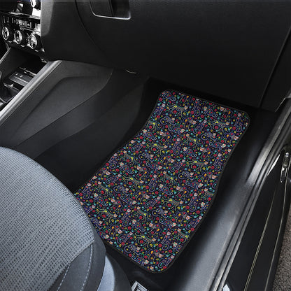 Day Of The Dead Calavera Cat Print Front Car Floor Mats
