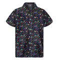 Day Of The Dead Calavera Cat Print Men's Short Sleeve Shirt