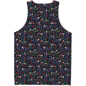 Day Of The Dead Calavera Cat Print Men's Tank Top