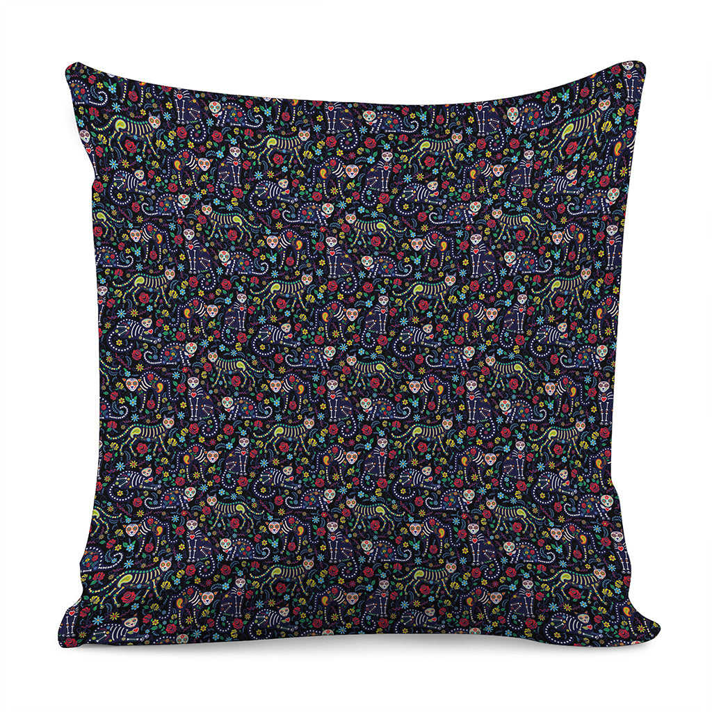 Day Of The Dead Calavera Cat Print Pillow Cover