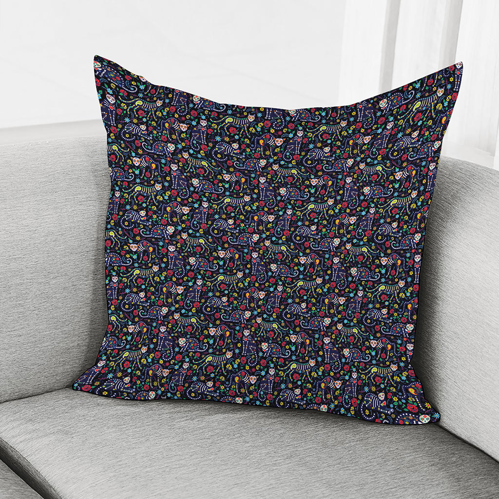 Day Of The Dead Calavera Cat Print Pillow Cover