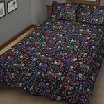 Day Of The Dead Calavera Cat Print Quilt Bed Set