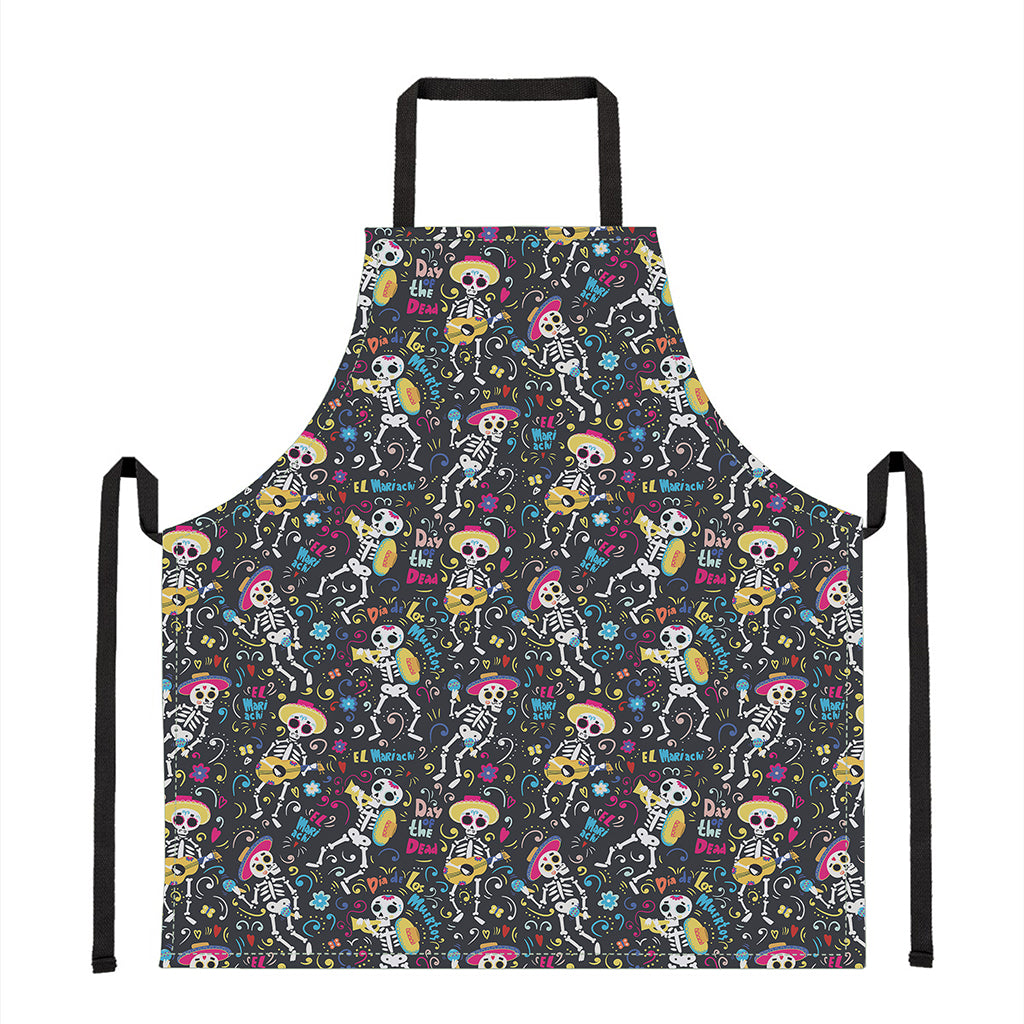 Day Of The Dead Mariachi Skeletons Print Apron