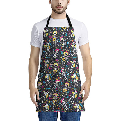 Day Of The Dead Mariachi Skeletons Print Apron
