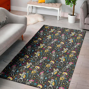 Day Of The Dead Mariachi Skeletons Print Area Rug