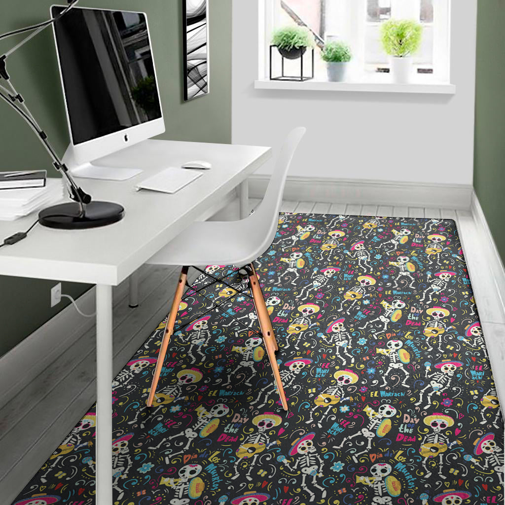 Day Of The Dead Mariachi Skeletons Print Area Rug