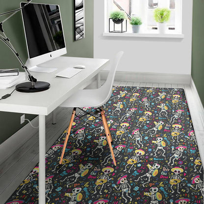 Day Of The Dead Mariachi Skeletons Print Area Rug