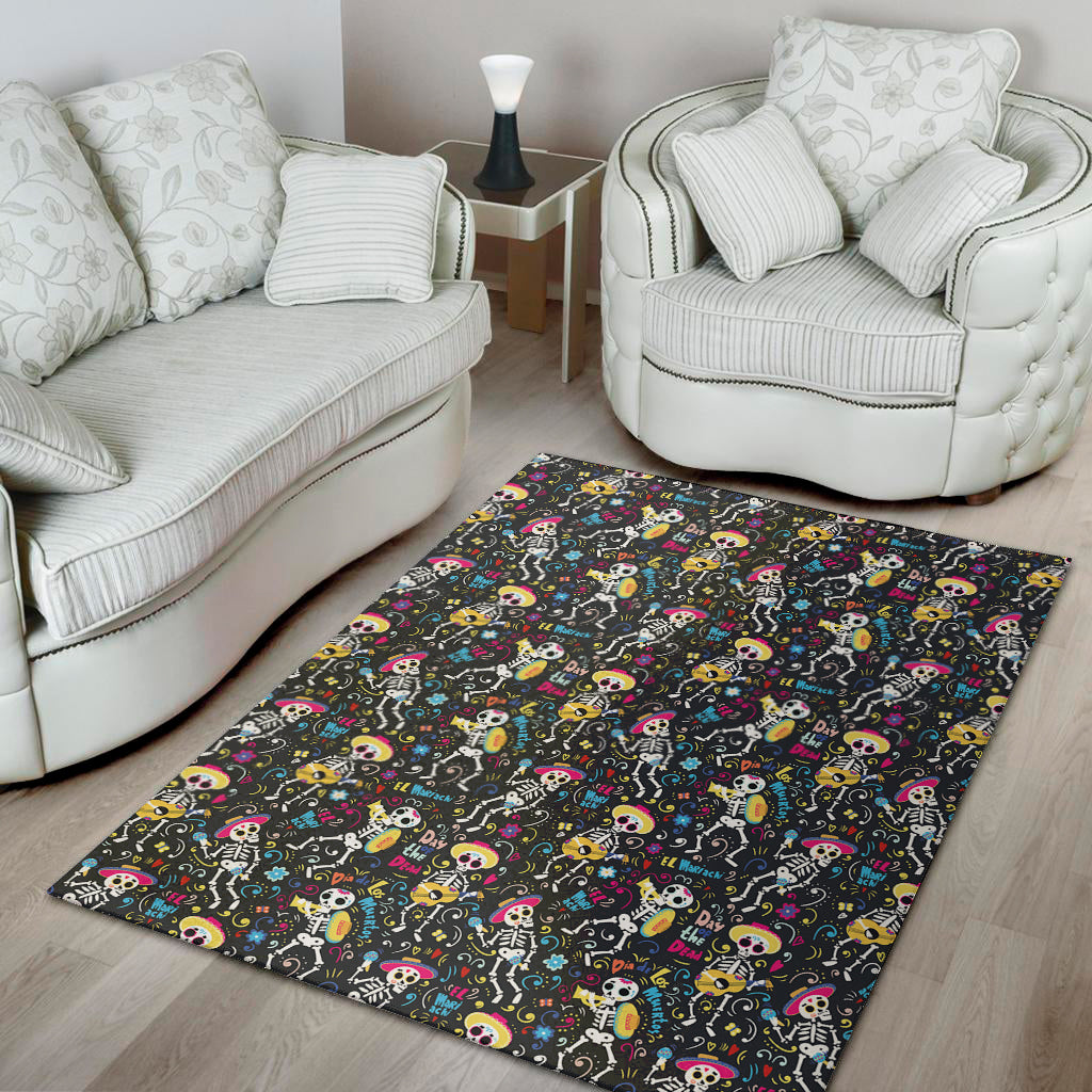 Day Of The Dead Mariachi Skeletons Print Area Rug