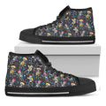 Day Of The Dead Mariachi Skeletons Print Black High Top Sneakers