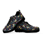 Day Of The Dead Mariachi Skeletons Print Black Sneakers