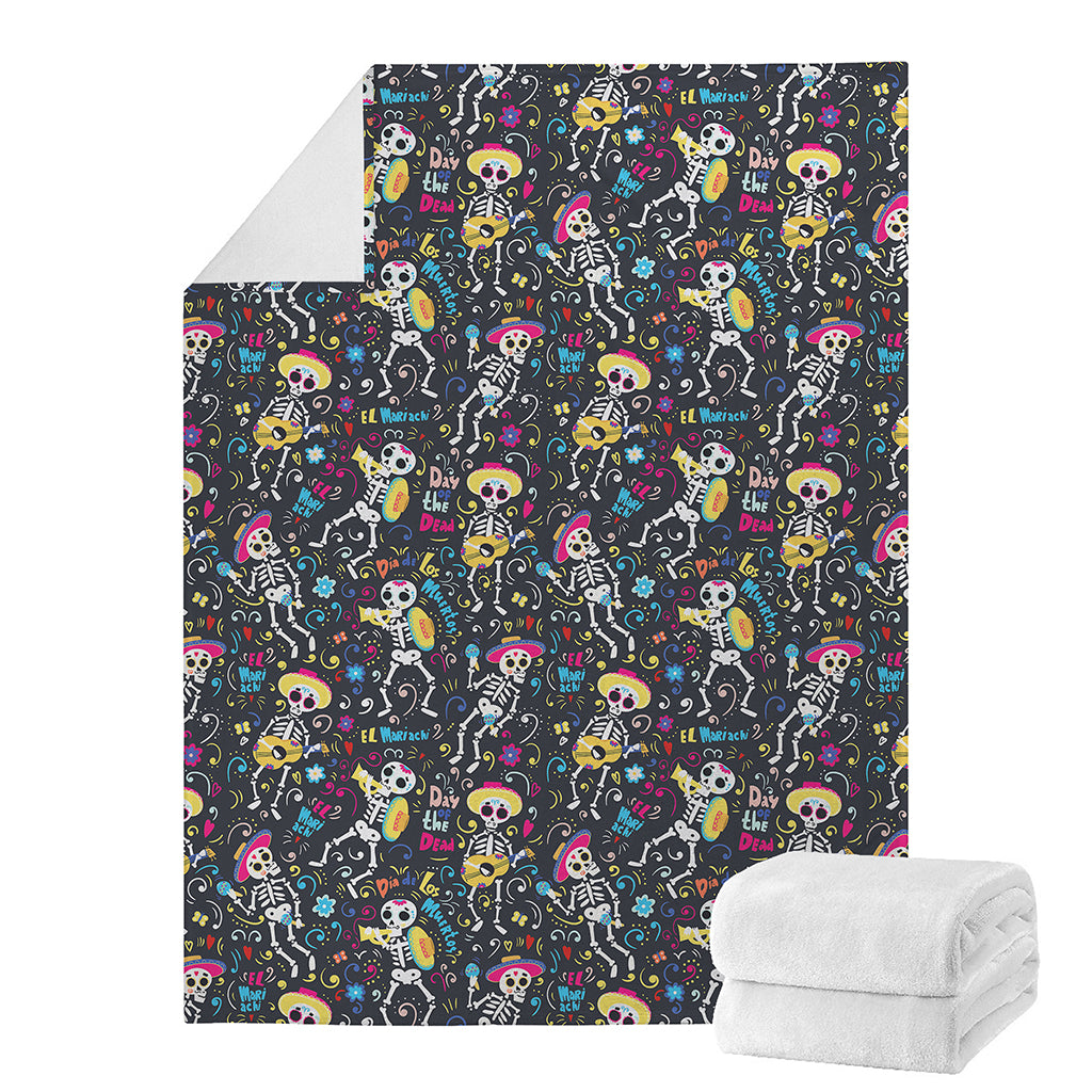 Day Of The Dead Mariachi Skeletons Print Blanket