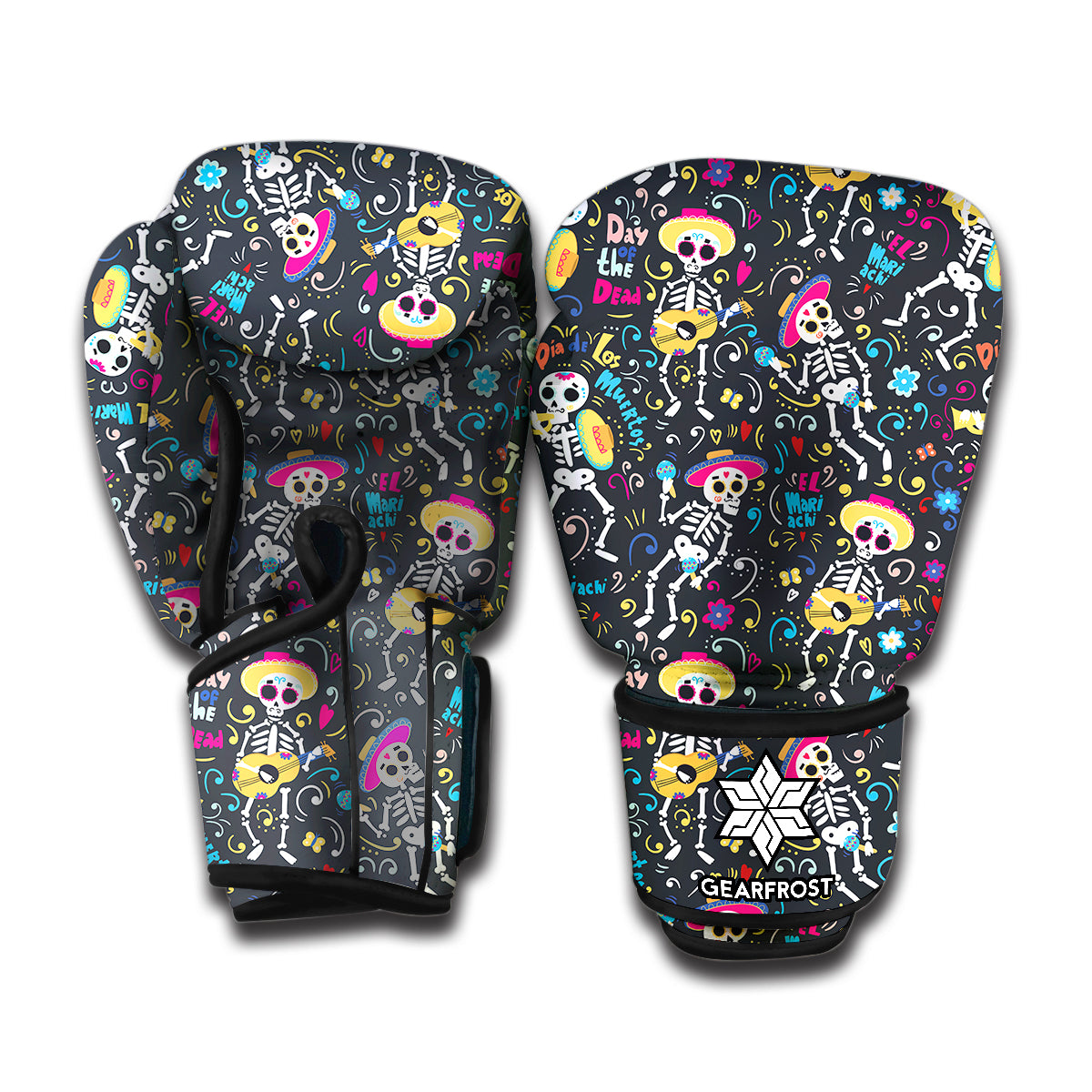 Day Of The Dead Mariachi Skeletons Print Boxing Gloves