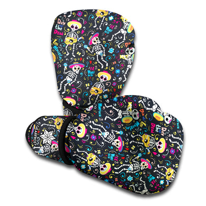 Day Of The Dead Mariachi Skeletons Print Boxing Gloves