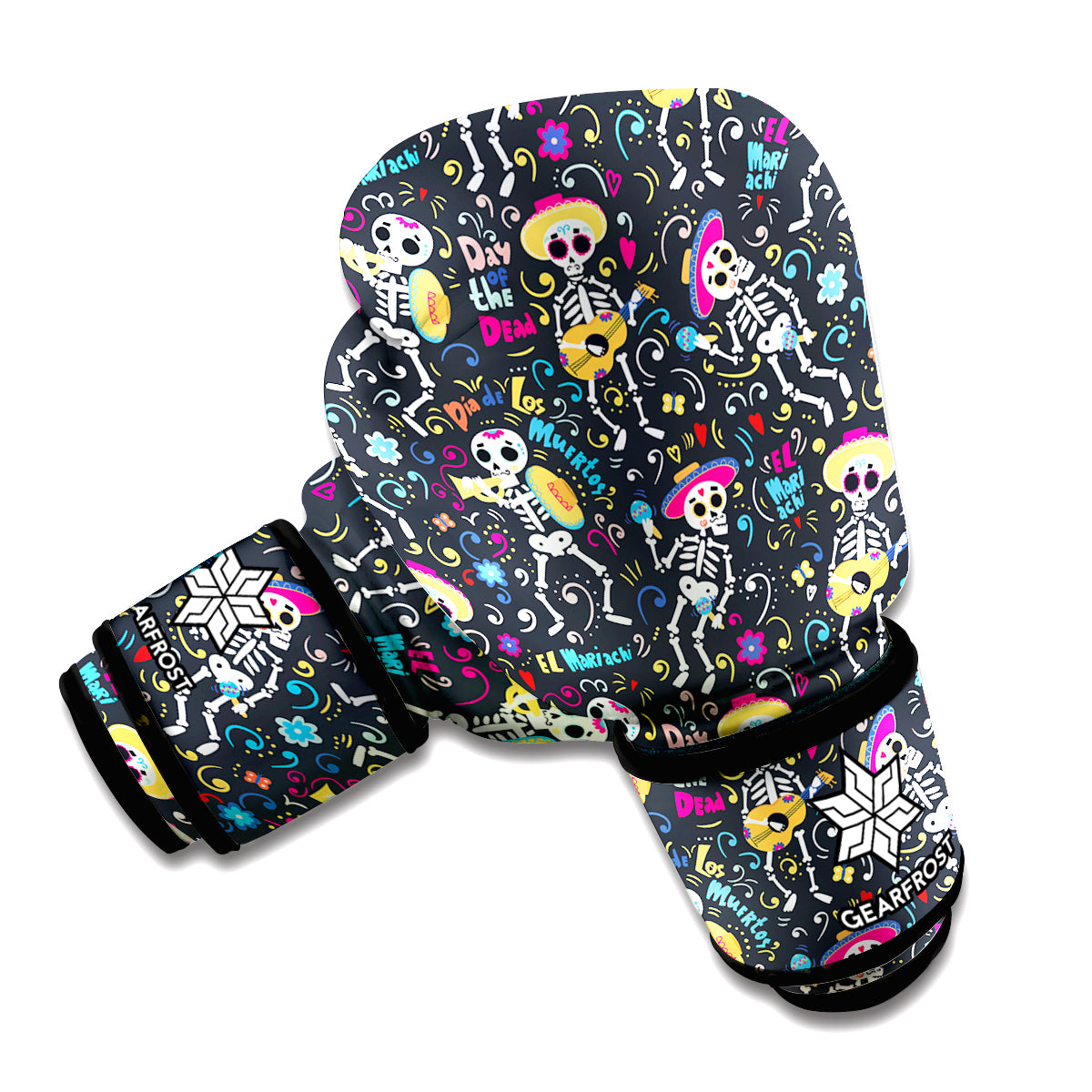 Day Of The Dead Mariachi Skeletons Print Boxing Gloves