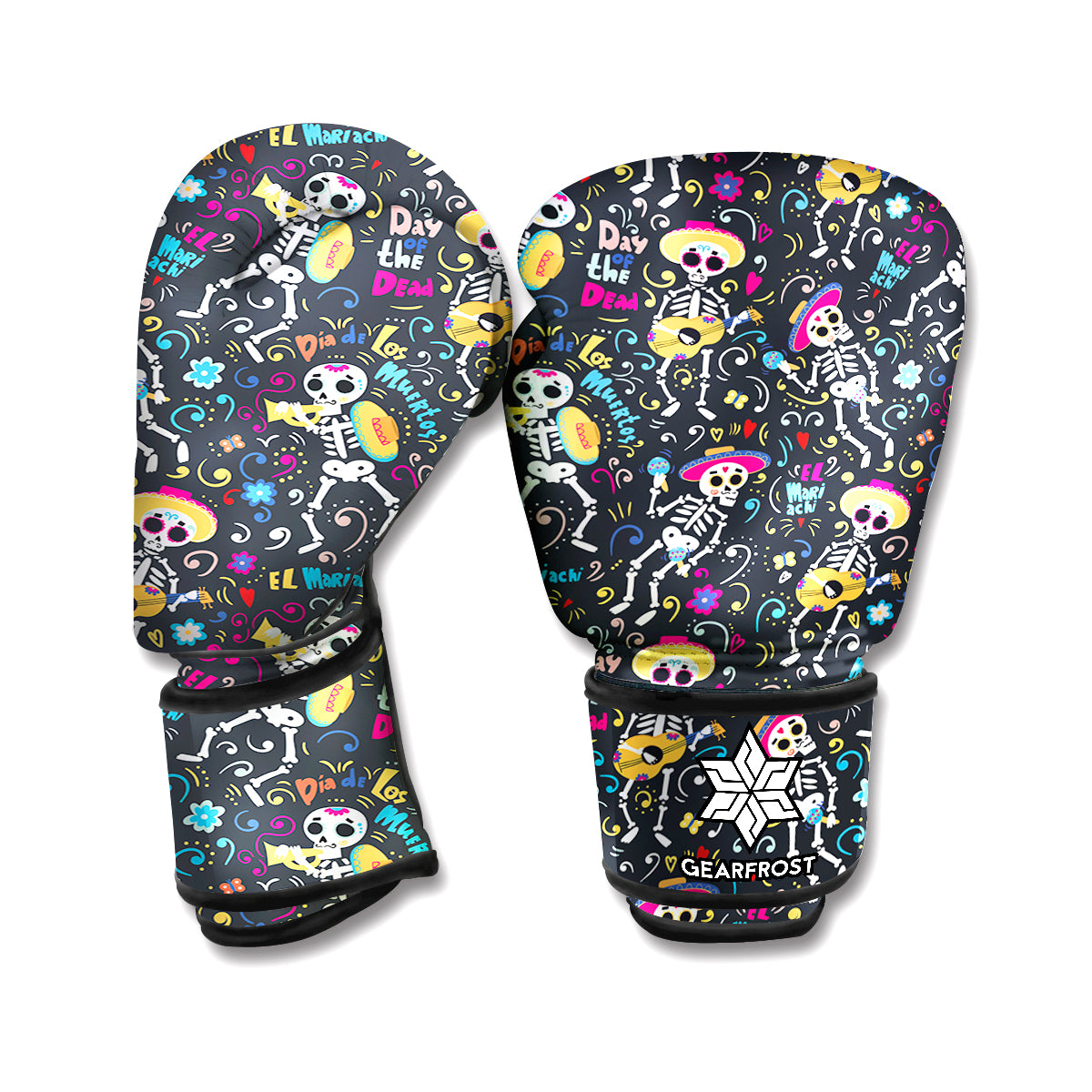 Day Of The Dead Mariachi Skeletons Print Boxing Gloves