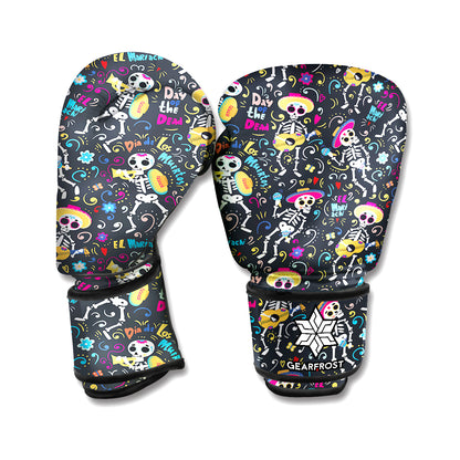 Day Of The Dead Mariachi Skeletons Print Boxing Gloves