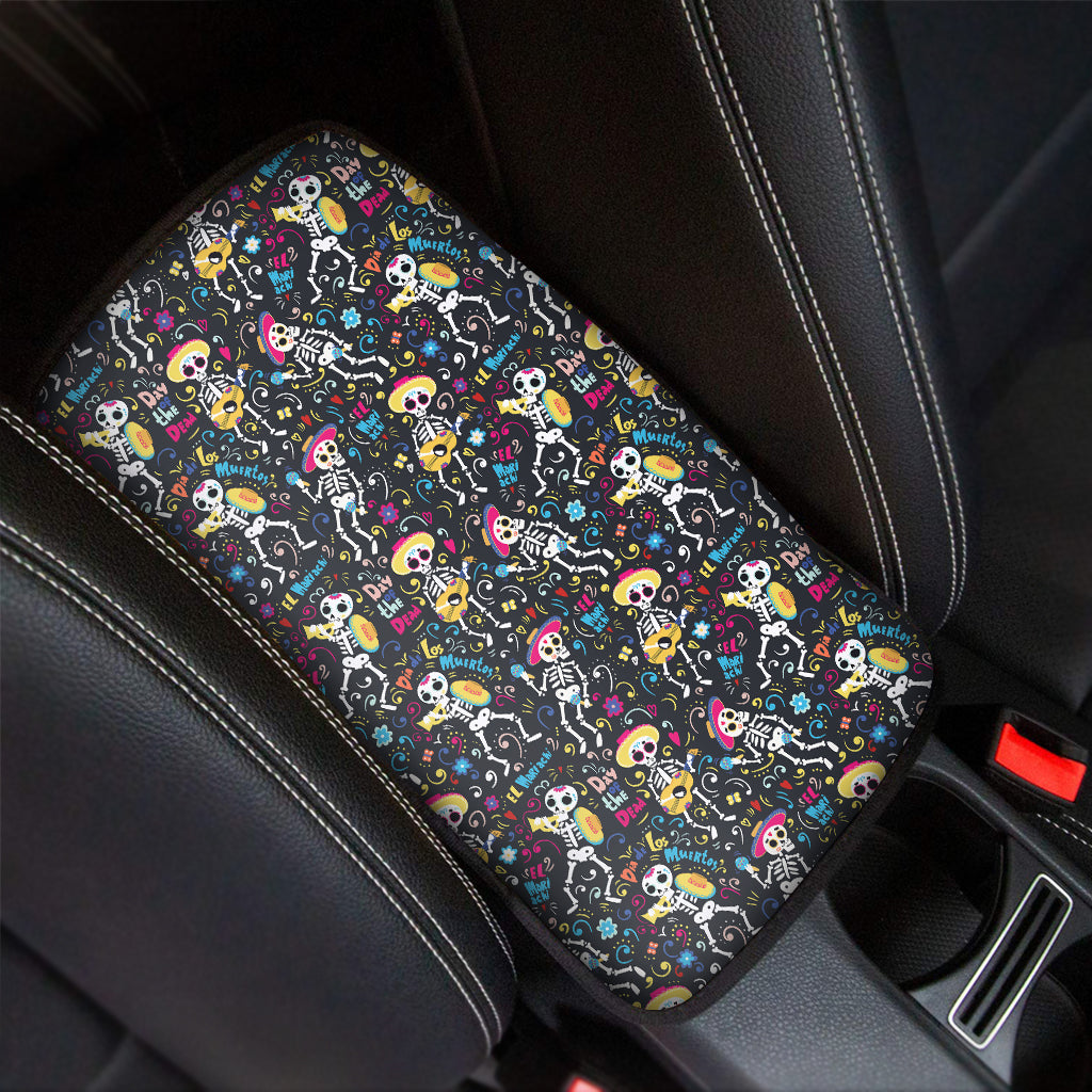 Day Of The Dead Mariachi Skeletons Print Car Center Console Cover