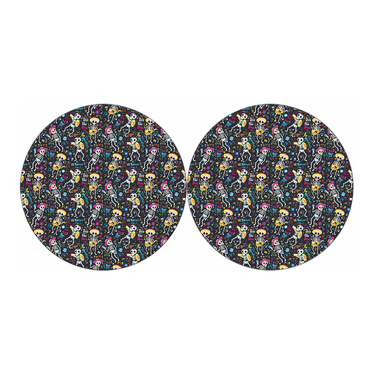 Day Of The Dead Mariachi Skeletons Print Car Coasters