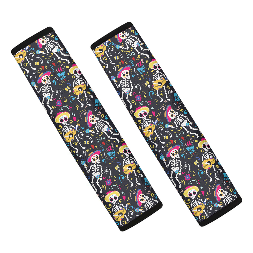 Day Of The Dead Mariachi Skeletons Print Car Seat Belt Covers