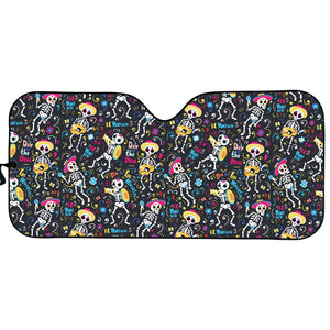 Day Of The Dead Mariachi Skeletons Print Car Sun Shade