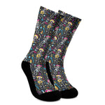 Day Of The Dead Mariachi Skeletons Print Crew Socks