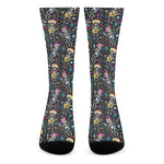 Day Of The Dead Mariachi Skeletons Print Crew Socks