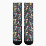 Day Of The Dead Mariachi Skeletons Print Crew Socks