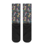 Day Of The Dead Mariachi Skeletons Print Crew Socks