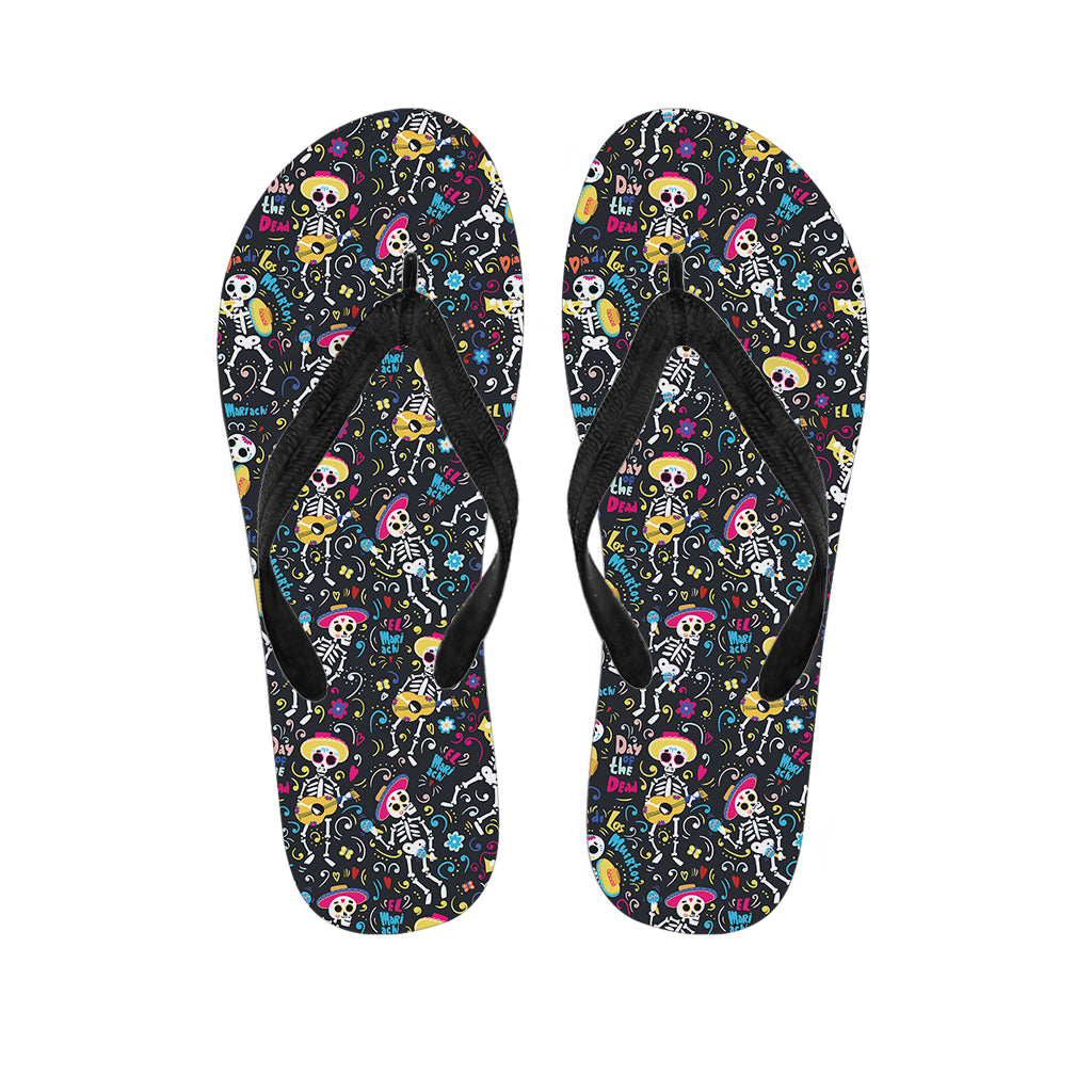 Day Of The Dead Mariachi Skeletons Print Flip Flops