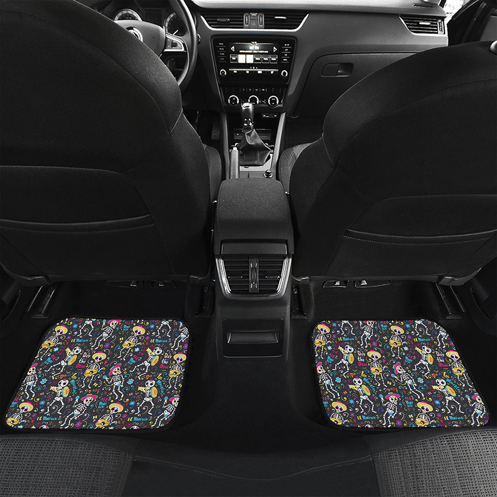 Day Of The Dead Mariachi Skeletons Print Front and Back Car Floor Mats