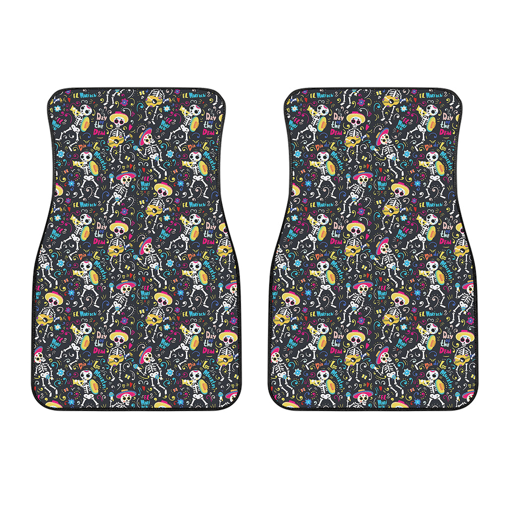 Day Of The Dead Mariachi Skeletons Print Front Car Floor Mats