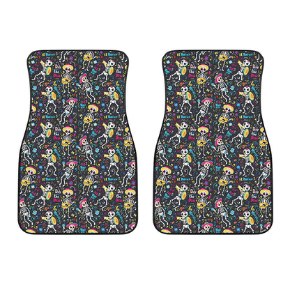 Day Of The Dead Mariachi Skeletons Print Front Car Floor Mats