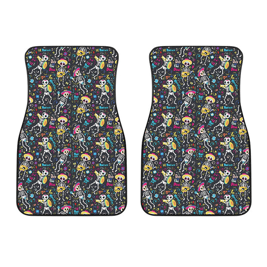 Day Of The Dead Mariachi Skeletons Print Front Car Floor Mats