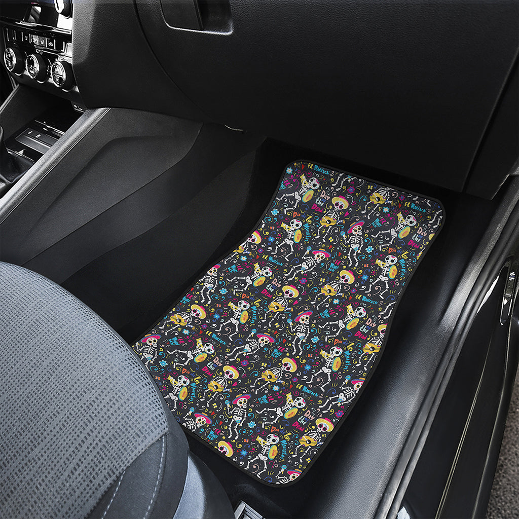 Day Of The Dead Mariachi Skeletons Print Front Car Floor Mats