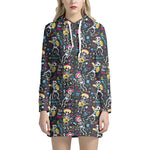 Day Of The Dead Mariachi Skeletons Print Hoodie Dress