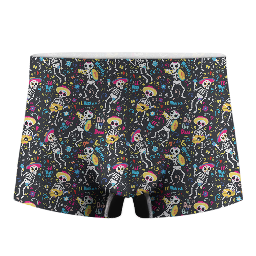 Day Of The Dead Mariachi Skeletons Print Men's Boxer Briefs