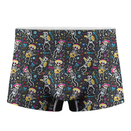 Day Of The Dead Mariachi Skeletons Print Men's Boxer Briefs