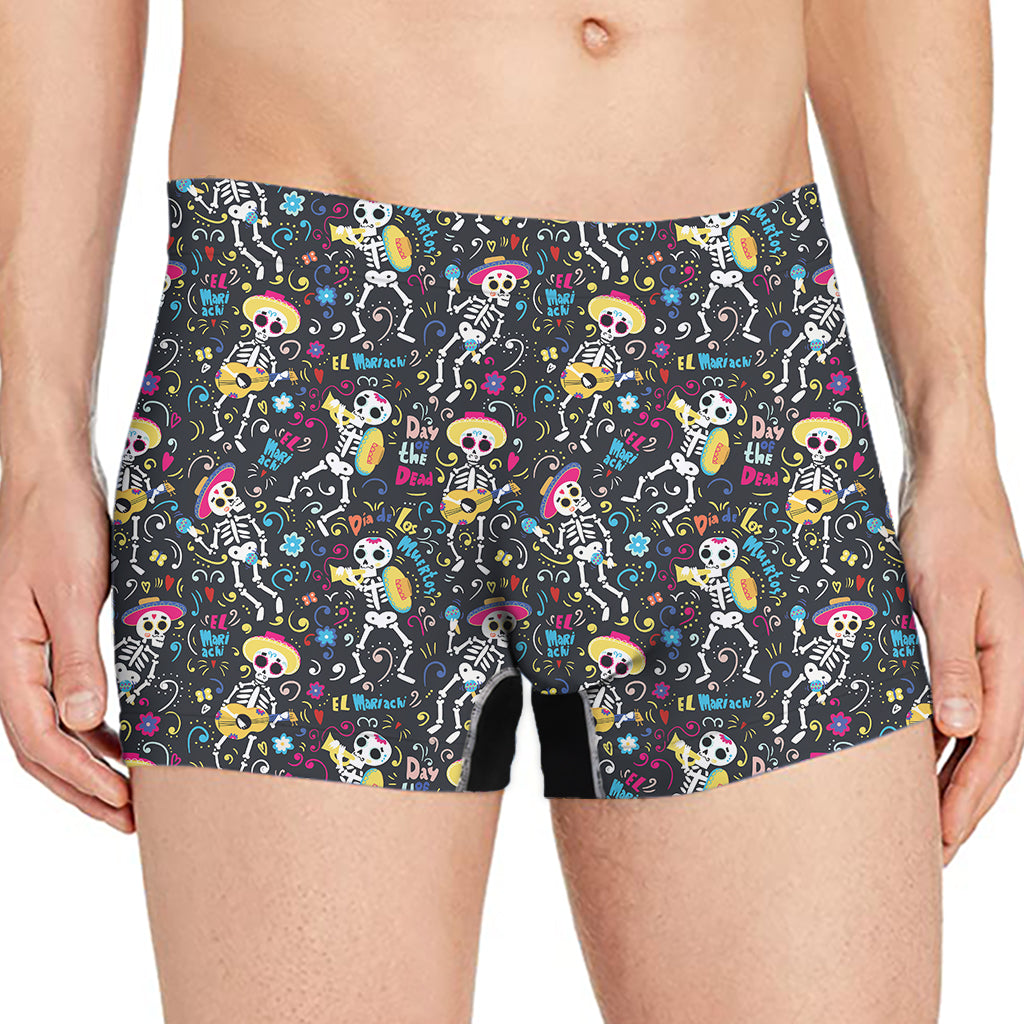 Day Of The Dead Mariachi Skeletons Print Men's Boxer Briefs