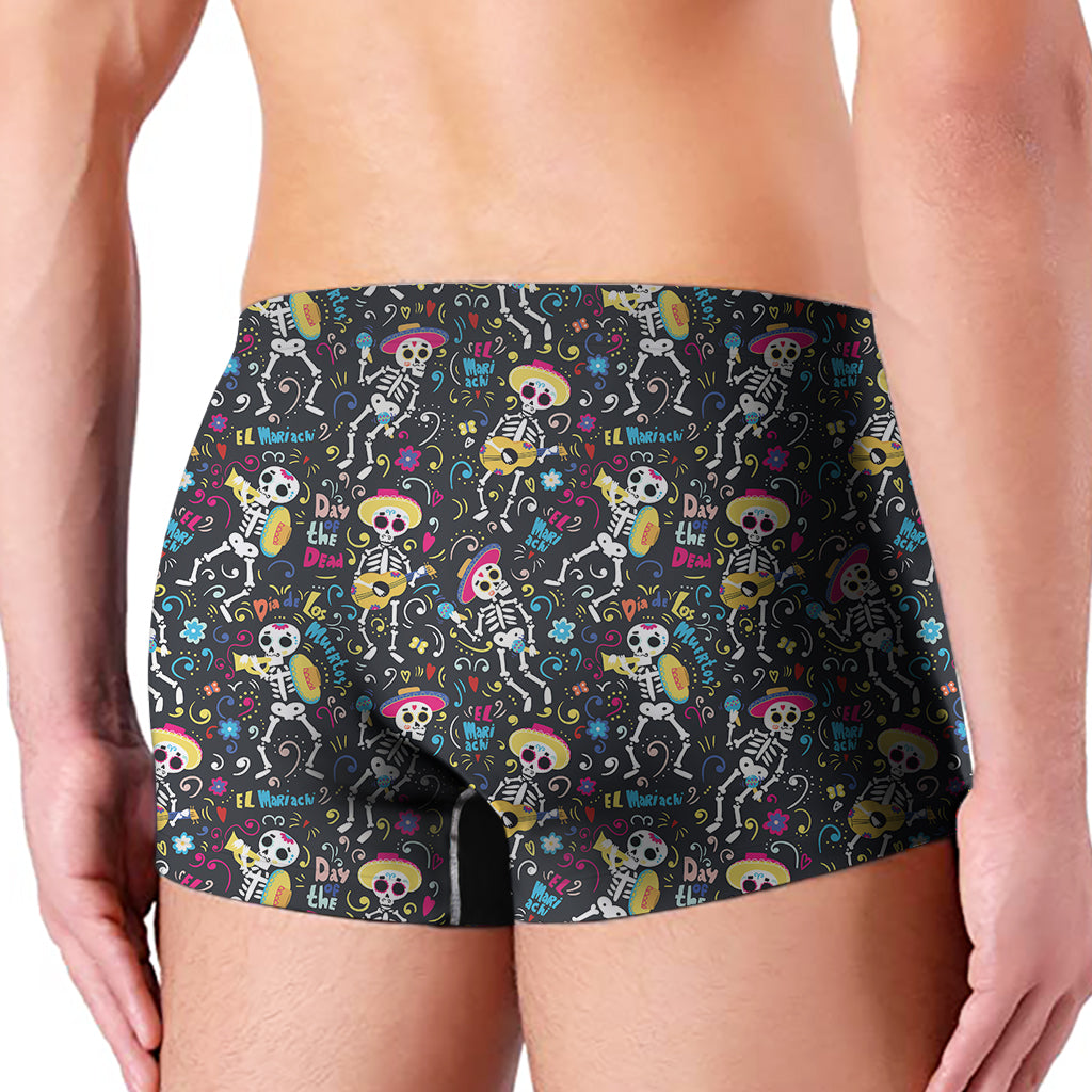 Day Of The Dead Mariachi Skeletons Print Men's Boxer Briefs