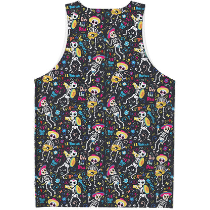 Day Of The Dead Mariachi Skeletons Print Men's Tank Top