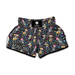 Day Of The Dead Mariachi Skeletons Print Muay Thai Boxing Shorts