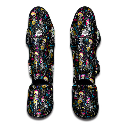 Day Of The Dead Mariachi Skeletons Print Muay Thai Shin Guard